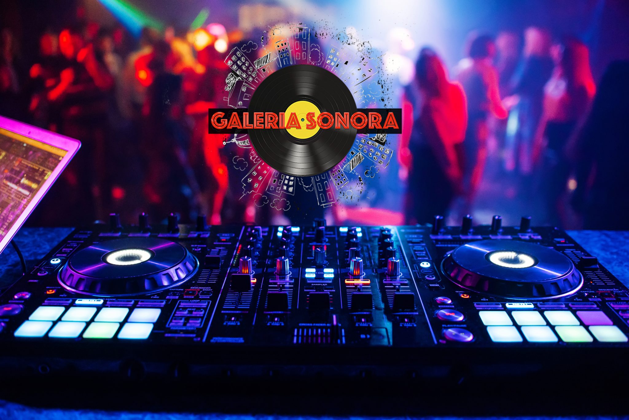 music controller DJ mixer in a nightclub at a party