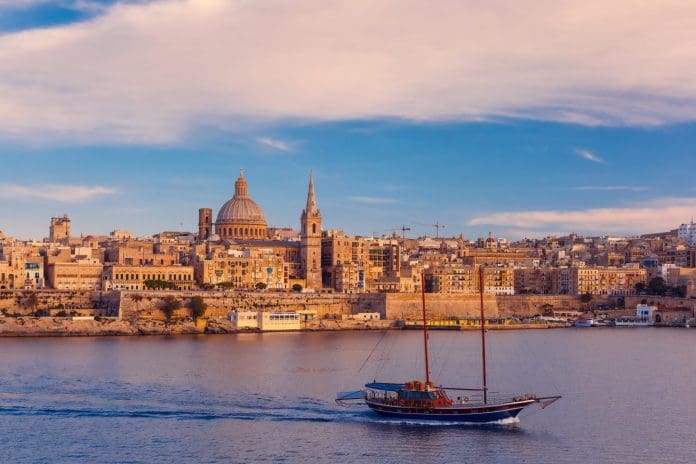 Valletta Skyline from Sliema at sunset, Malta