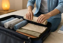 Roupas sempre elegantes durante as viagens